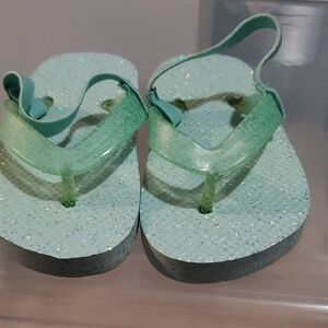 Glittery Aqua Flip Flops